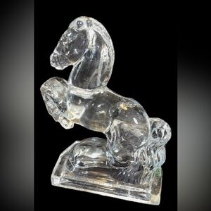 Fostoria Glass Rearing Stallion Collector’s Vintage 1940s Horse 8” Home Book End